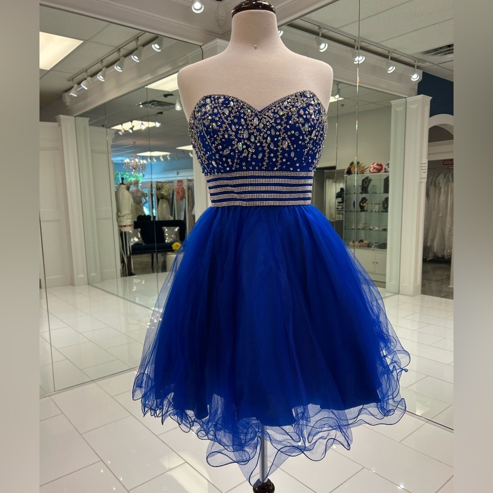 Royal Blue Strapless Beaded Dress